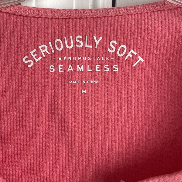 Aeropostale Pink Ribbed Crop Top Size Med - Picture 2 of 5